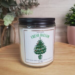 NEW BBW White Barn Fresh Balsam Scented Candle - White * Single Wick